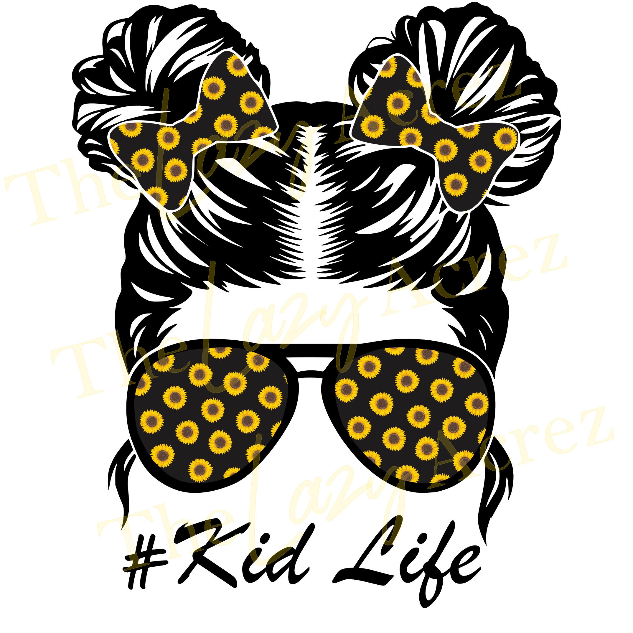 Kid Life Hashtag Kid Life Double Messy Bun PNG SVG and JPEG Etsy
