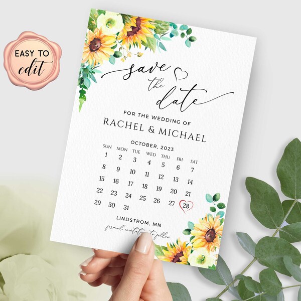 Sunflower Save the Date - Etsy