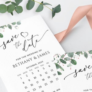 Greenery Save The Date Template, Calendar Save The Date Card, Printable Save The Date, Editable with Templett image 8