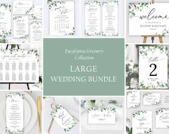 Large Wedding Bundle, Greenery Wedding Invitation Bundle, Mega Wedding Collection Templates, Invite Suite, Editable with Templett