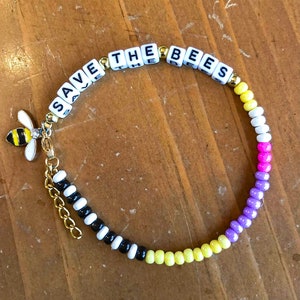 Save the Bees Bracelet | Save Bees Plant Trees | Honeybee Bracelet | Honeybee Charm | Bumblebee Bracelet | Environmental Activism