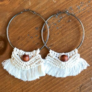 Makramee Ohrringe | Boho Creolen | Makramee Schmuck | Creolen | Statement Ohrringe | Fransen Ohrringe