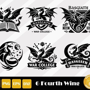 Fjärde vingen drake SVG PNG: Basgiath War College Designs (digital nedladdning)