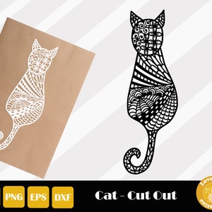 Cat Mandala Svg, Animal Mandala Svg, Cat Zentangle Svg, Cut Cat Svg, Zentangle Cat Svg, Cat Png, Cat Clipart Svg, Instant Download
