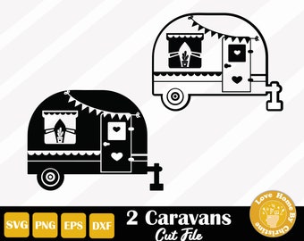 2 Caravan SVG PNG EPS Files for Cricut Silhouette Files, Easy Cut, Commercial Use, Instant Download