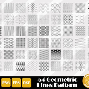 54 幾何学的シームレス パターン SVG、幾何学的パターン SVG、タイル パターン SVG、幾何学的形状 SVG、幾何学的クリップアート、即時ダウンロード