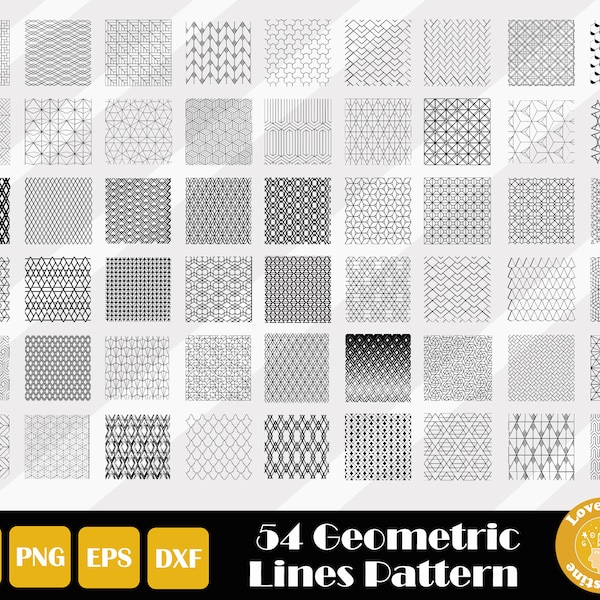 54 Geometric Seamless Patterns Svg, Geometric Pattern Svg, Tile Pattern Svg, Geometric Shape Svg, Geometric Clipart, Instant Download