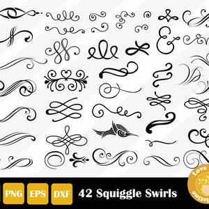 Swirly Curls Package, Plasma Cutting, Swashes Svg, Curls SVG, Hand-drawn Swirls And Curls, Text Divider Svg, Flourish Png, Instant Download