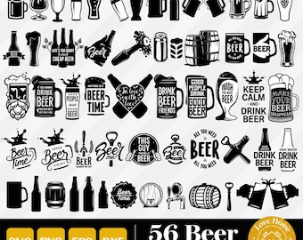 56 Bier-SVG-Dateien: Schneidedateien für Biergläser, Krüge und Flaschen, Designs rund ums Trinken und die Bar