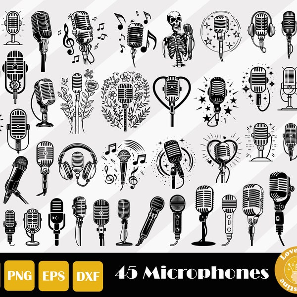Microphone Svg, Microphone Clipart, Microphone Vector, Microphone Cut Files, Microphone Cricut, Floral Microphone, Karaoke Svg