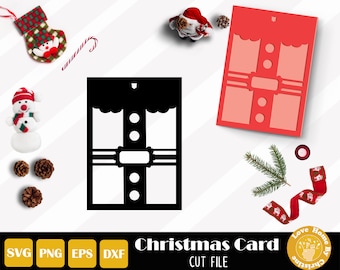 Santa Claus Christmas Card SVG Template: Holiday Greeting Card Cut File (Instant Download)