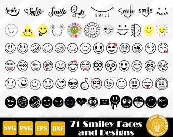 71 Smile Svg, Smiling Svg, Happy Svg, Emoji Svg, Happy Face Svg, Smile Face Cut File for Cricut Silhouette, Easy Cut, Instant Download