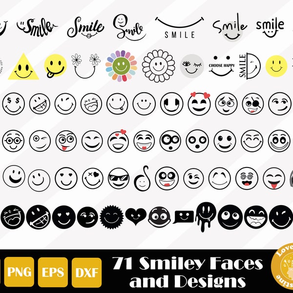 71 Smile Svg, Smiling Svg, Happy Svg, Emoji Svg, Happy Face Svg, Smile Face Cut File for Cricut Silhouette, Easy Cut, Instant Download