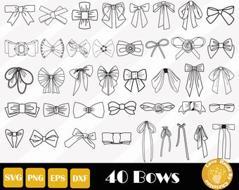 40 Bow Svg, Bow Tie Svg, Hair Bow Svg Bundle, Hairbow Laser Cut Files , Easy Cut, Instant Download