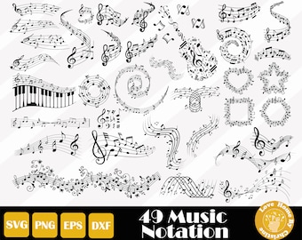 49 Music Svg, Guitar Svg, Music Clipart, Music Note Svg Cut Files for Cricut Silhouette, Easy Cut, Instant Download