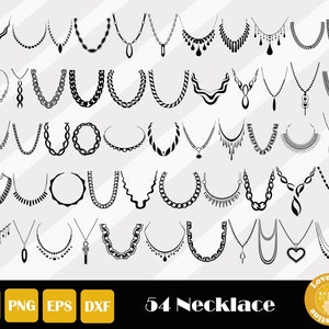 Necklace Svg, Chain Necklace Svg, Jewelry Svg, Chain Clipart, Metal Chain Svg, Pendant Svg, Chain Svg Bundle, Chain Silhouette