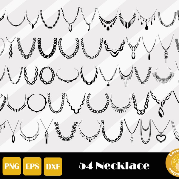 Necklace Svg, Chain Necklace Svg, Jewelry Svg, Chain Clipart, Metal Chain Svg, Pendant Svg, Chain Svg Bundle, Chain Silhouette