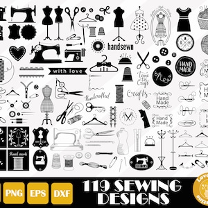 119 Sewing Svg, Sewing Machine Svg, Thread Svg, Sewing PNG SVG EPS Cut Files for Cricut Silhouette, Easy Cut, Instant Download