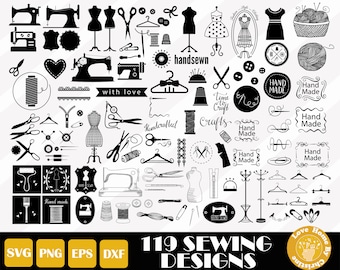 119 Sewing Svg, Sewing Machine Svg, Thread Svg, Sewing PNG SVG EPS Cut Files for Cricut Silhouette, Easy Cut, Instant Download