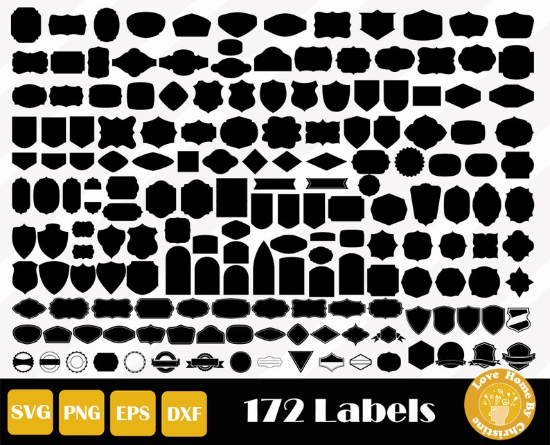 172 Tag Svg, Label Svg, Banner Svg, Formen Svg, Namen Tags Formen SVG PNG EPS Dateien für Cricut und Silhouette, Easy Cut, Direkter Download Bild 1