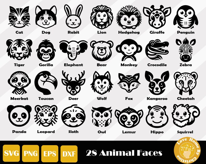 Baby Animal Face Svg Bundle Animal Svg Zoo Animals Svg Jungle Animals ...