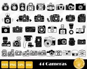 44 Camera Svg, Photography Svg, Movie Camera Svg, Photography clipart, Camera Cut File Cricut and Silhouette, Easy Cut, Instant Download