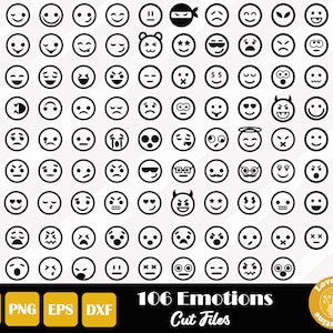 106 Emoji Faces SVG, Emoji Cut Files for Cricut Silhouette Files, Easy Cut, Instant Download, Essential for Designing