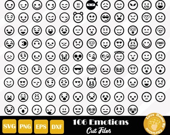106 Emoji Faces SVG, Emoji Cut Files for Cricut Silhouette Files, Easy Cut, Instant Download, Essential for Designing