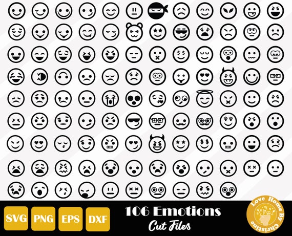 106 Emoji Faces SVG, Emoji Cut Files for Cricut Silhouette Files, Easy Cut, Instant Download, Essential for Designing