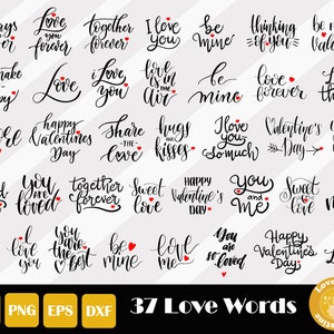 37 Love Word Cut File, Valentines Svg, Love Clipart, Love Sign Svg, Love Svg, Valentine Quote Svg, Valentines Shirt Svg, Instant Download