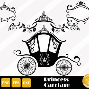 Princess Horse Carriage, Crown Vine Frame SVG, SVG Files for Cricut Silhouette Files, Easy Cut, Instant Download