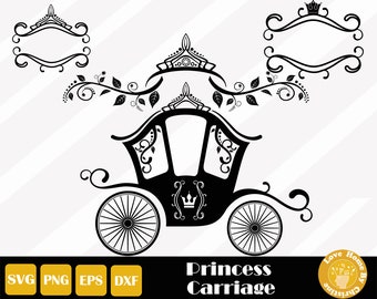Princess Carriage Crown Vine Frame SVG, Cricut Silhouette Cut Files (Digital Download)