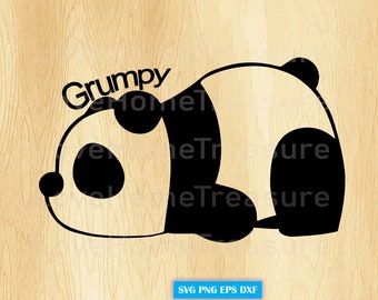 Cute Panda Grumpy Comedy SVG PNG EPS Files for Cricut Silhouette Files, Easy Cut, Instant Download