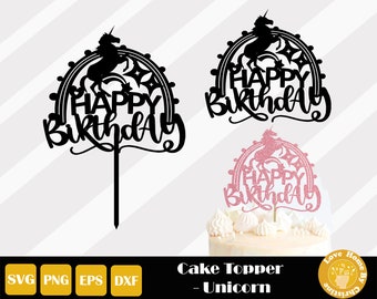 Unicorn Cake Topper, Rainbow Cake Topper, Unicorn Topper Svg, Unicorn Cake, Unicorn Birthday Svg, Birthday Topper Svg, Instant Download