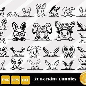 Lapin furtif SVG, Lapin furtif SVG, Visage de lapin SVG, Lapin mignon SVG, Lapin de Pâques SVG, SVG animal furtif, Lapin de Pâques, Lapin Clipart image 1