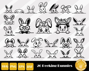 Peeking Rabbit Svg, Peeking Bunny Svg, Bunny Face Svg, Cute Bunny Svg, Easter Rabbit Svg, Peeking Animal Svg, Easter Bunny, Bunny Clipart