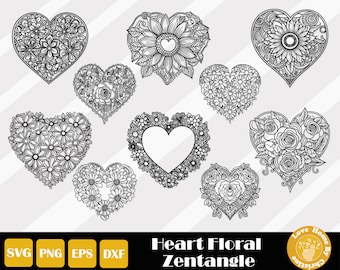 Spitze Herz SVG, Zentangle Herz svg, Blumen Herz svg, Blume Herz svg, Herz Mandala, komplizierte svg, Valentinstag svg, Instant Download