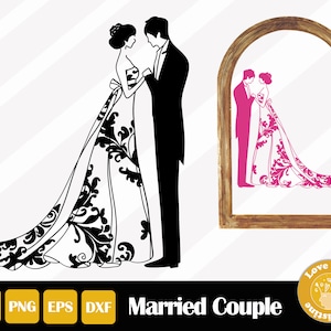 Bride and Groom SVG, Mr. and Mrs. Wedding Dress, Easy Cut, Commercial Use, Instant Download