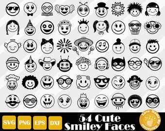 Cute Funny Face Svg, Cute Face Svg, Emoji Face Svg Png, Cartoon Face Design, Kawaii Face Svg, Cartoon Face Clipart, Instant Download