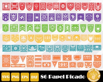 Papel Picado Svg, Papel Picado Clipart, Mexican Svg, Papel Picado Banner, Fiesta Bunting, Dia De Los Muertos, Instant Download