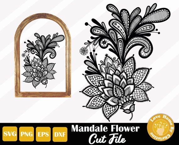 Mandala Art Flower Leaf Zentangle SVG Cut File Floral Lace  display picture 1