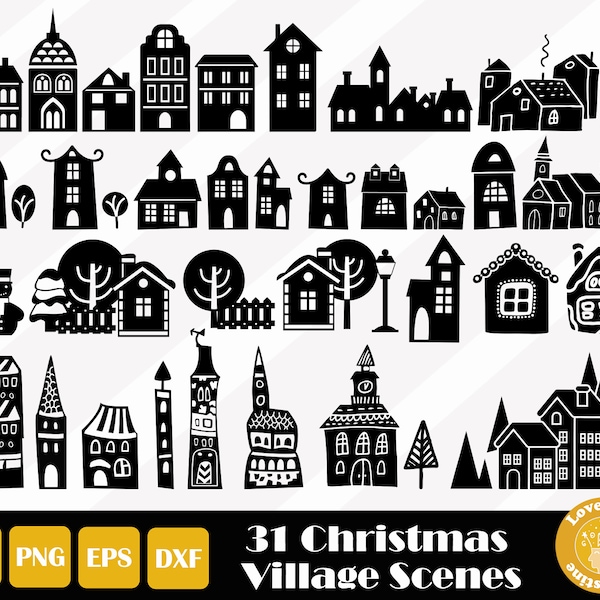 31 Christmas House Svg, Christmas Village, Winter House Svg, Christmas Scene Svg, Christmas House Svg, Winter Scenes Svg, Instant Download