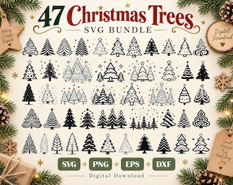 47 Christmas Tree Svg, Christmas Bundle Svg, Pine Tree Svg, Christmas Tree Png, Christmas Tree Dxf, Christmas Clipart, Instant Download