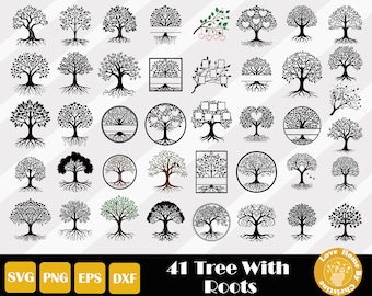 Tree With Roots Svg, Family Tree Svg, Tree Of Life Svg, Tree Roots Svg, Family Reunion Svg, Tree Of Life Clipart, Family Roots Svg