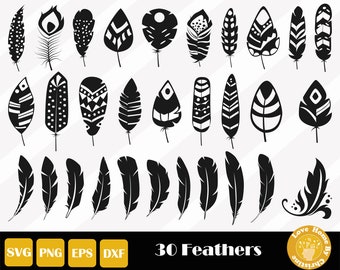 30 Feather Svg, Peacock Feather, Feather Cut File for Cricut and Silhouette , Easy Cut, Instant Download