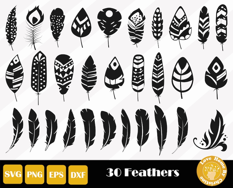 Download Instant Download 30 Feather Svg Easy Cut Feather Cut File For Cricut And Silhouette Peacock Feather Drawing Illustration Art Collectibles Hedoarchitects Pl