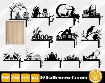 Keladrys Door Decoration, Door Corner Cut File, Halloween Corner Svg, Skeleton Door Svg, Door Corner Bundle, Door Corners, Ghost Door Corner