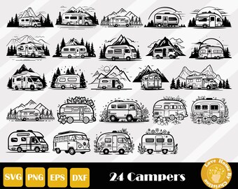 Paquete SVG de camping: Campista feliz, aventura y diseños al aire libre (descarga digital)