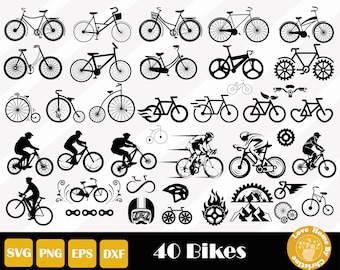40 Bicycle svg, Mountain Bike Svg, Biker Cut Files para Cricut Silhouette, Easy Cut, Descarga instantánea