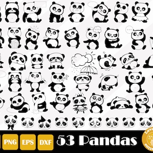 53 Panda svg, Cute Panda svg, Panda Face svg, Kung Fu Panda Cut Files para cricut Silhouette Files, Easy Cut, Instant Download